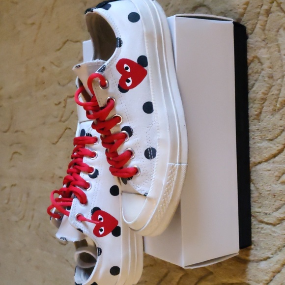 Comme Des Garçons x Chuck Taylor polka dot collab White Sneakers 5M 7W - Picture 1 of 12